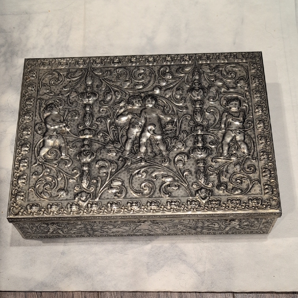 Intricately Designed Silver Decorative Box